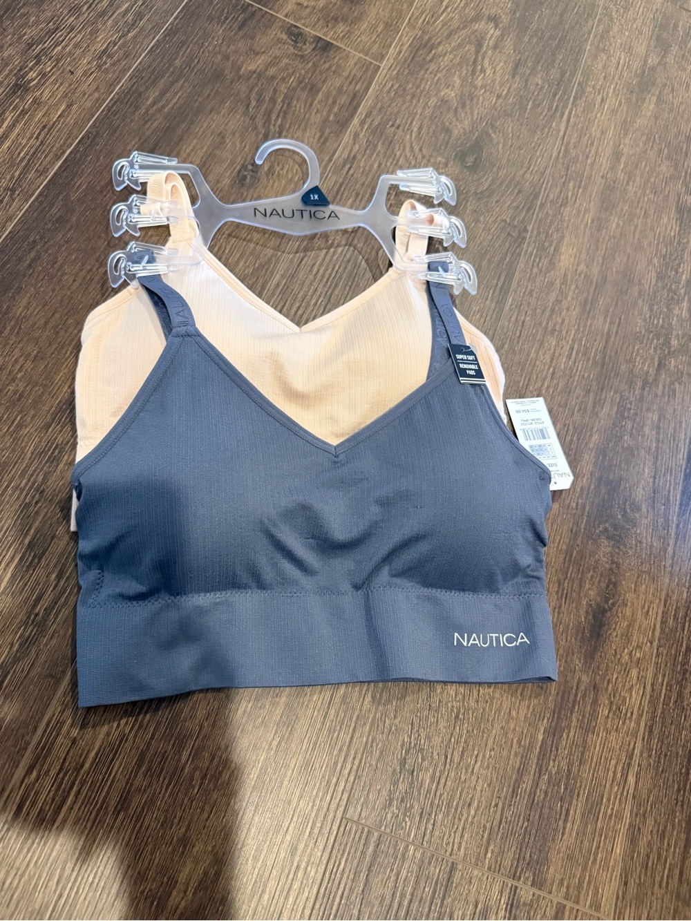 Nautica Seamless V-Neck Bralette in Navy and Peach